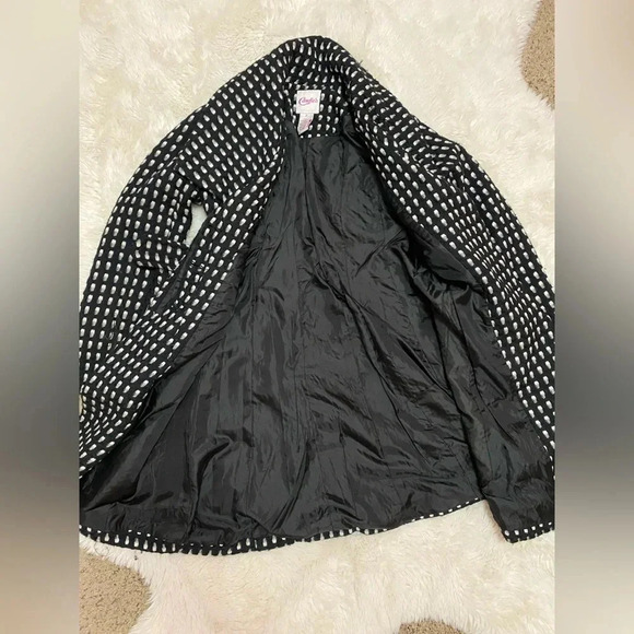 Candies fit and flare with buttons and belt black and white  coat size small - Picture 6 of 13